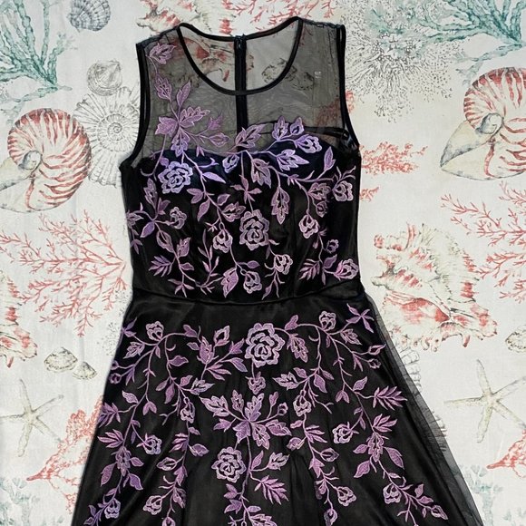 Decode 1.8 Dresses & Skirts - Decode 1.8 Black tulle with Purple embroidered flowers size 2 NWT